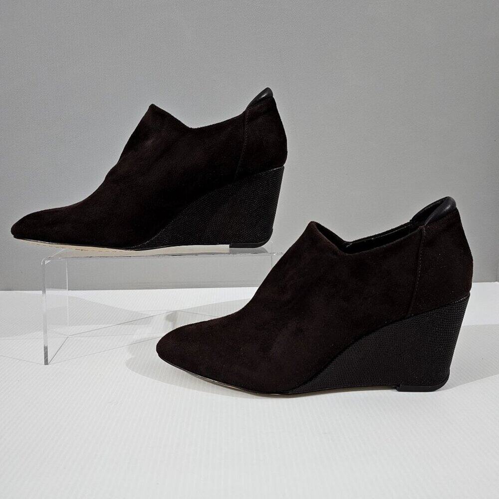 Donald Pliner Tanah Wedge Bootie Womens 9.5 Brown Stretch Suede Shootie Fall - Picture 2 of 14